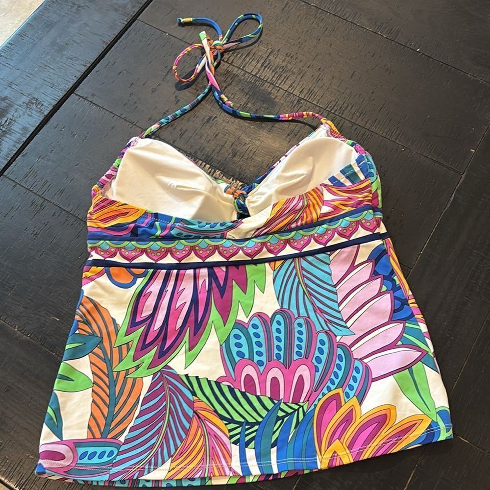 Trina Turk Paradise Plume Tankini Colorful Halter Top Size 6 - Picture 5 of 10